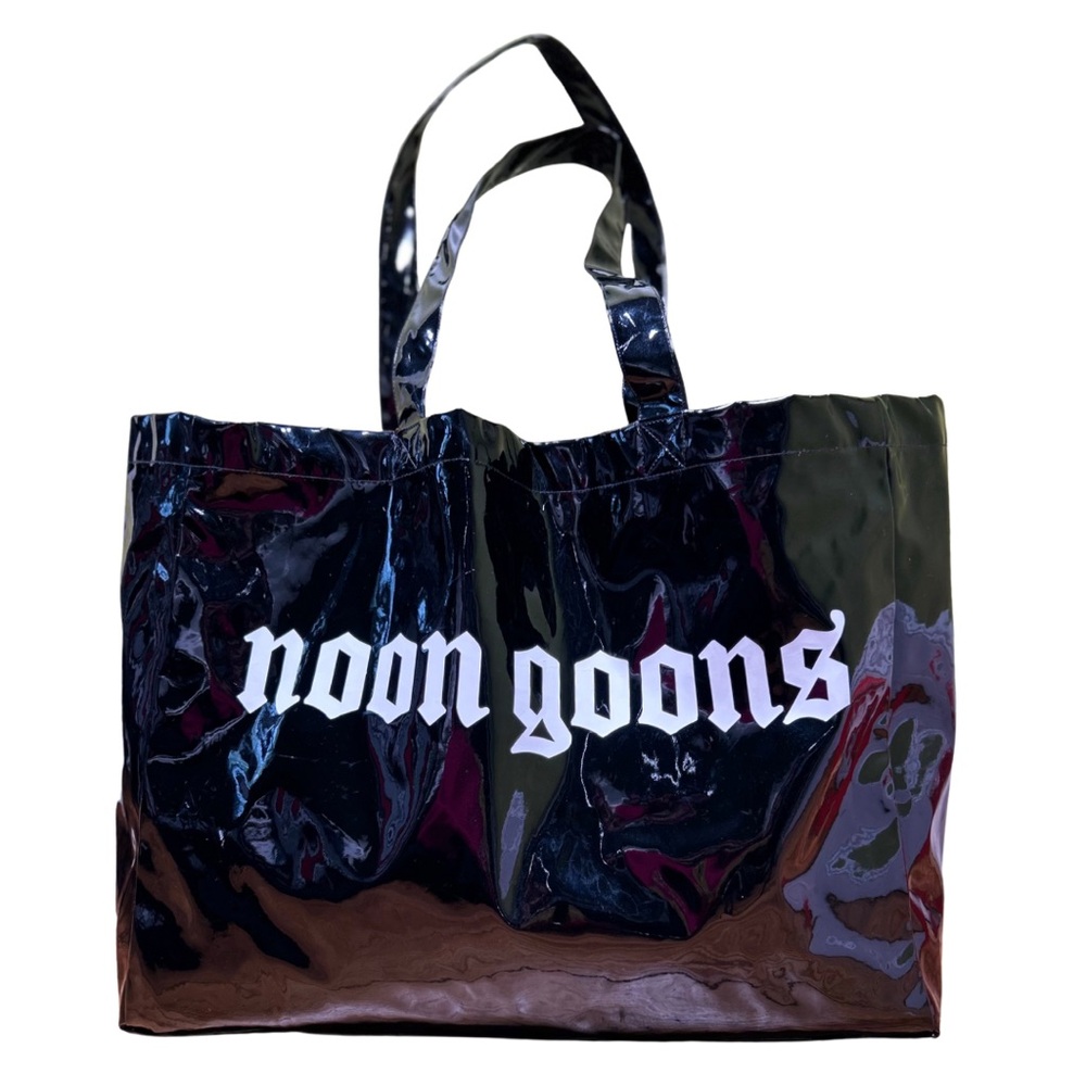 Downtown LA Noon Goons Men’s Black 2-Fly PU Leather Tote Bag Graphic Streetwear